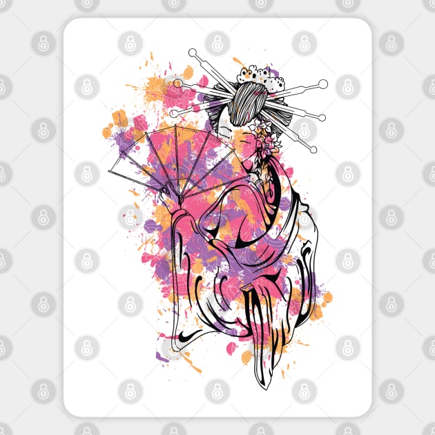 Paint Spatter Geisha Magnet by MarinasingerDesigns